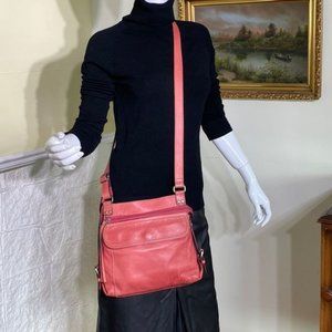 Fossil Pink?Leather Organizer Shoulder Bag